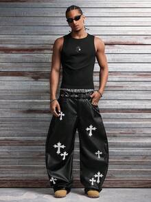 AXEPEAK Men's Solid Color Round Neck Casual Street Fashion Tank Top, Spring/Summer - Black - View 7