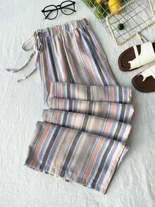 Comfortcana Plus Size Colorful Striped Loose Pants, Suitable For Vacation Beach Pants For Women Striped Pants Women Summer Pants - Multicolor - View 1