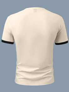 Manfinity Homme Men's Contrast Color Minimalist Print Round Neck Short Sleeve T-Shirt - Multicolor - View 2
