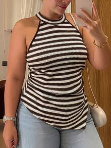 Vionelle 大码女士优雅无袖法式休闲背心 - 咖啡棕 - 查看 2