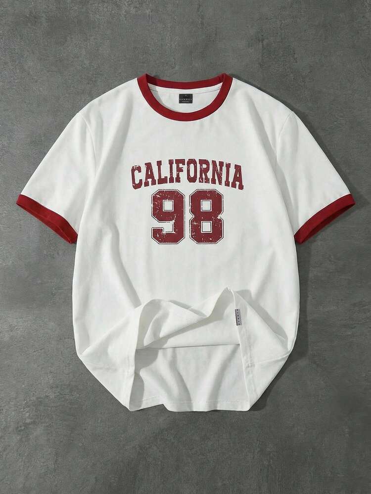California 98 Ringer Tee With Chest Print