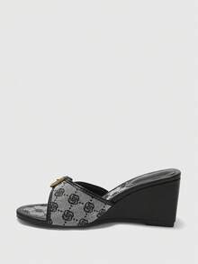 CUCCOO BIZCHIC Sandalias de plataforma casuales con adornos de rhinestone para mujer - Blanco y Negro - Ver 9
