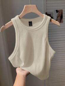 Comfortcana Women's Solid Color Ribbed Brushed Camisole, Suitable For Daily Wear - Apricot - View 8