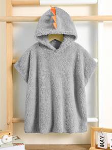 SHEIN Áo khoác ngoài có mũ trùm đầu hình khủng long nhung màu xanh dương dễ thương, đa năng cho bé trai, thích hợp cho bãi biển, hồ bơi, spa, kỳ nghỉ và bơi lội. - Màu Xám nhạt - Xem 7