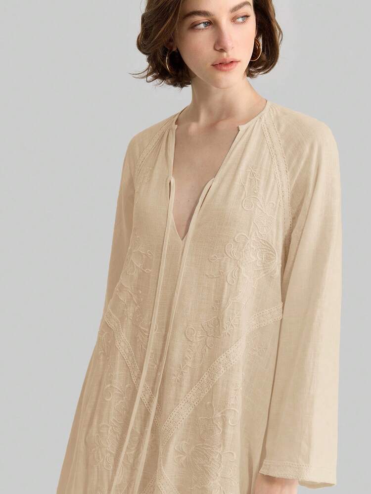 Women's V-Neck Raglan Sleeve Dress, Versatile For Urban Commute, Business, Casual, Vacation, Beach, Elegant For Wedding Guest, Beach & Coastal