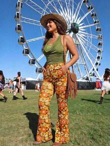 SHEIN MOD Plus Size Green Draped Collar Halter Back Metal Decorative Buckle, Cruise Women,90s,Fall/Winter Women ,Dinner, Birthday Women's, Homecoming - Green - View 1