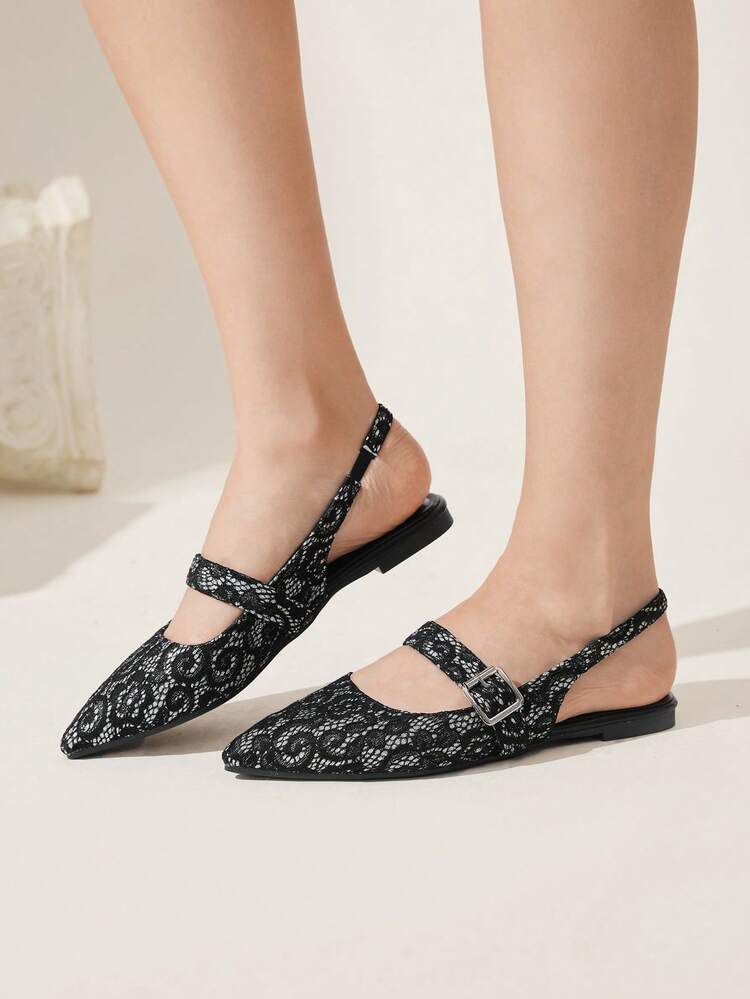 CUCCOO CHICEST Women Shoes Elegant Women's Flat Shoes Beige Lace Back Strap Flats, Pointed Buckle Design, Wedding Bridesmaids, Commuting Daily, Dating Wear, Gentle Fairy Style Women's Shoes Valentine's Day Elegant Shoes Wedding Shoes