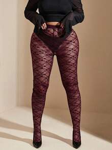 SHEIN BAE Quần legging xuyên thấu cỡ lớn, gợi cảm cho ngày Valentine và mùa hè. - Màu Tím - Xem 9