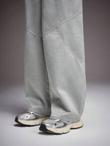 STYNVO Men's Solid Color Drawstring Waist Wide Leg Loose Casual Sweatpants Wide Leg Sweatpants Men's Baggy Sweats Lounge Pants - Light Grey - View 5