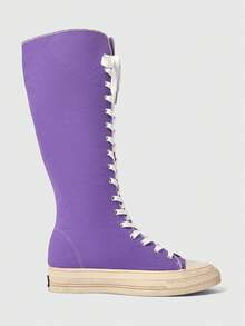 ROMWE Grunge Punk 女士系带过膝长靴，时尚百搭，适合日常穿着 - 紫色 - 查看 11
