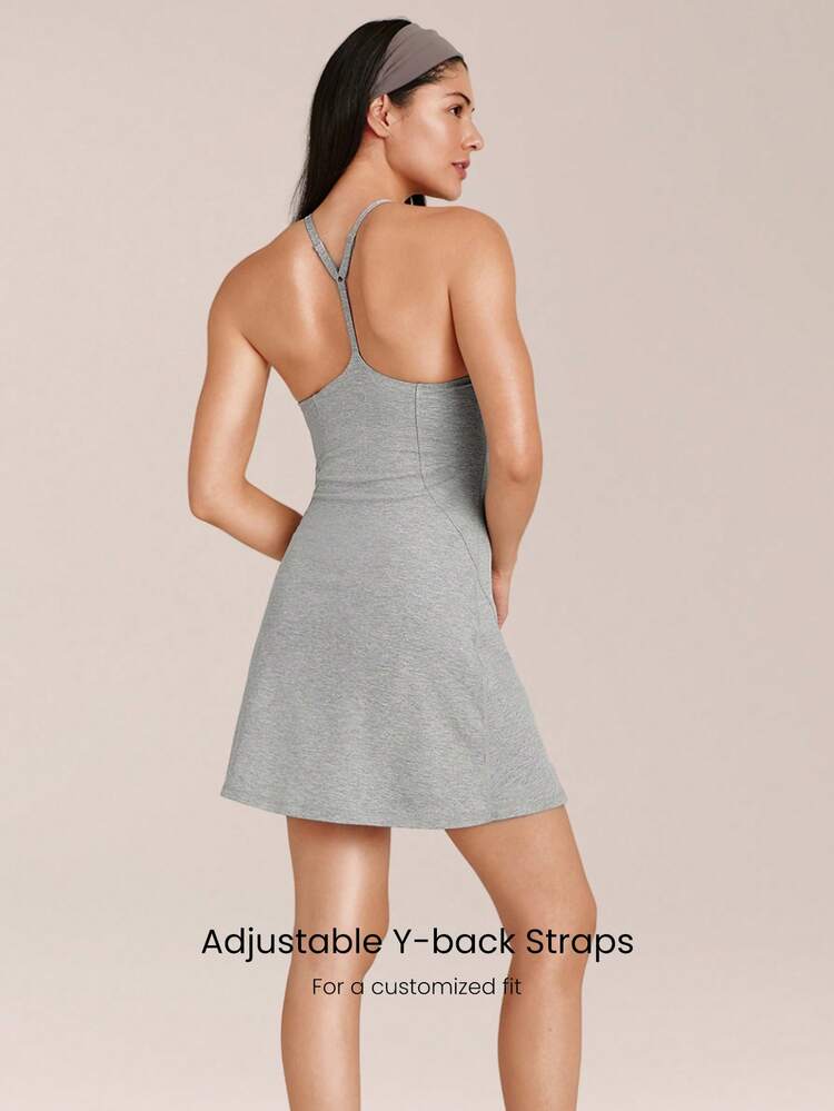Softy Velvaire Ready To Rally Buttery-Soft Stretchy Sweat-Wicking Adjustable Straps Removable Cups A-Line Dress Daily Casual Street Wear