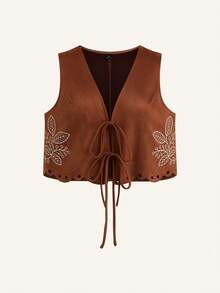 Ceyna Plus Size Women Casual Chocolate Brown Summer Boho Holiday Sleeveless 2 Pieces Set,Shorts Vacation Outfits Festival Two Piece Outfit - Brown - View 12