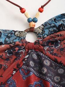 Sweetra Women's All-Over Print Halter Neck Asymmetric Hem Camisole, Spring/Summer - Multicolor - View 7