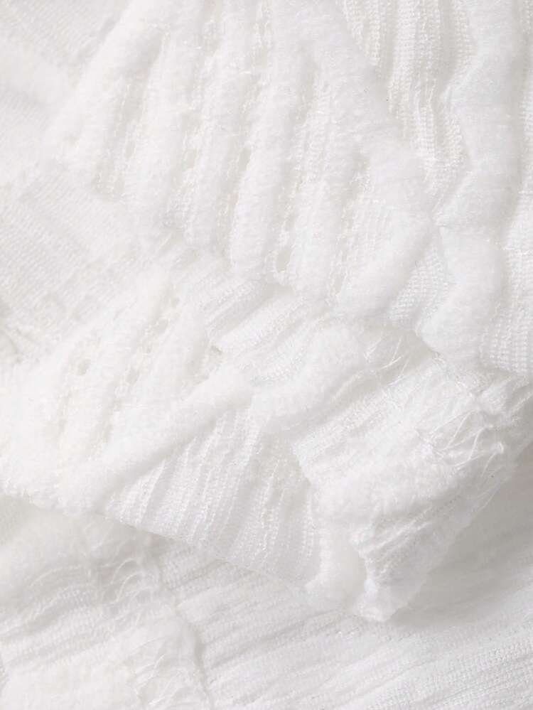 Women's Round Neck Short Sleeve Textured Fabric Bow Tie Casual Chic Blouse