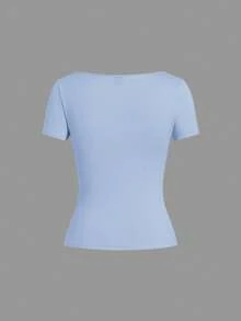 SHEIN EZwear Bộ 3 áo thun dệt kim nữ, nhiều màu, mùa xuân/hè. - Nhiều màu - Xem 3