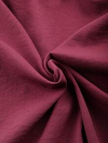 Franclia Women's Elegant Burgundy A-Line Dress Half Sleeve Peak Lapels Plain Midi With Pockets - Burgundy - View 6