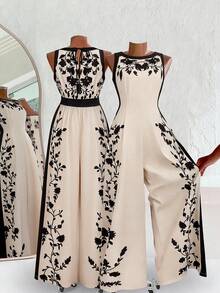 Franclia Bộ jumpsuit in họa tiết thanh lịch, thoải mái dành cho nữ, thích hợp cho kỳ nghỉ. - Nhiều màu - Xem 1