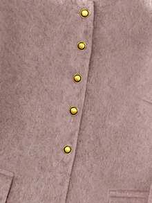 Franclia Plus Size Women's Elegant Winter Long Sleeve Thick Woolen Jacket,Gold Button Formal Commuter Cardigan,French Style Round Neck Knitted Blazer Overcoat - Baby Pink - View 5