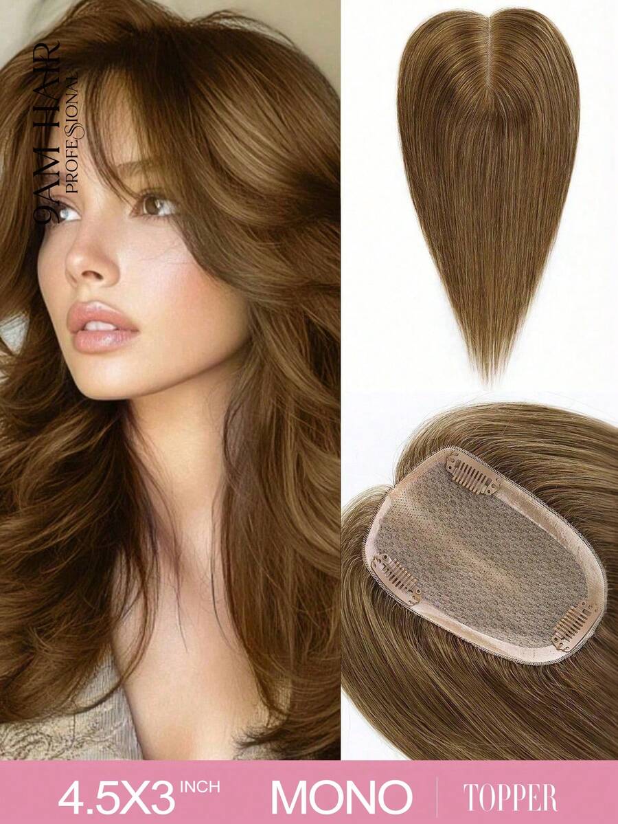 4.72X3.14 Rambut Manusia Asli Warna Cokelat Muda untuk Wanita dan Anak Perempuan, Potongan Rambut Asli untuk Rambut Tipis atau Rontok, Jepitan untuk Ekstensi Rambut, Penggunaan Sehari-hari - S6 - View 1