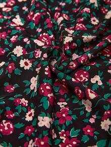 SHEIN VCAY 大码夏季休闲碎花系带连衣裙 - 彩色 - 查看 4