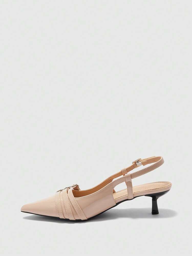 CUCCOO BIZCHIC Pointed Toe Thin Heel Closed Toe Versatile Breathable Strap Backless Slip-On Pumps For Women Spring Shoes