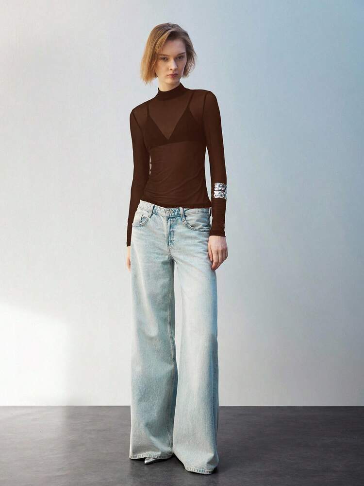 SHEIN Maija Women's Fashionable Sexy Sheer Mesh Top St Patrick's Day Party Top Beach Summer Holiday Each Vacation For Women Summer For Women Going Out Graduation Casual Top For Women