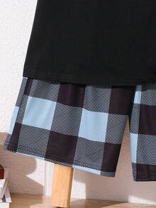 SHEIN Bộ đồ ngủ mùa hè 2 món cho bé trai tuổi teen, gồm áo thun trơn rộng rãi và quần short kẻ caro, chất liệu dệt kim. - Nhiều màu - Xem 7