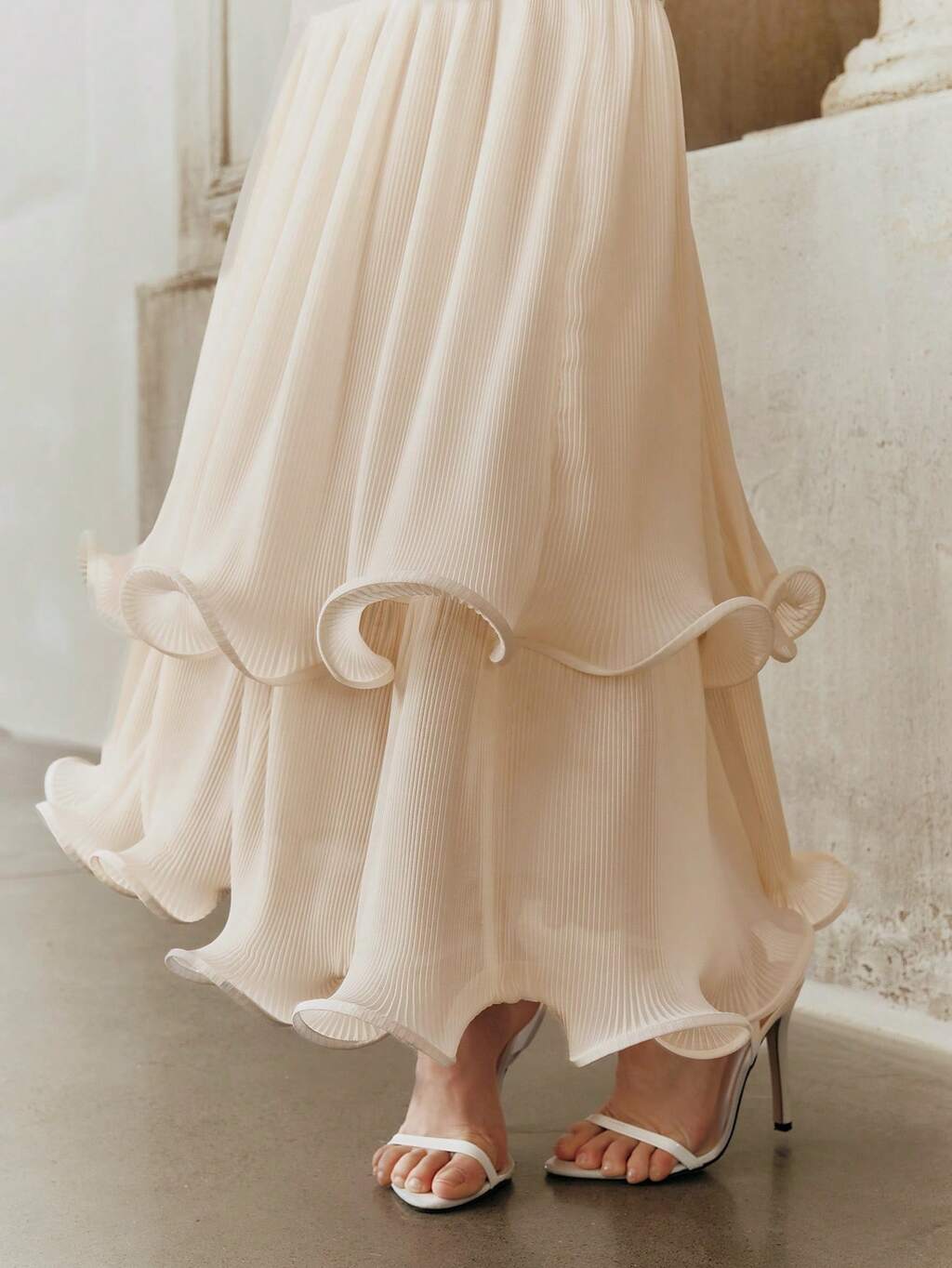Anewsta Frühling/Sommer Resort Neuankömmling Polokragen Kurzarm einfarbiges Strick Patchwork plissierter Fischschwanzsaum elegantes Kleid für Frauen