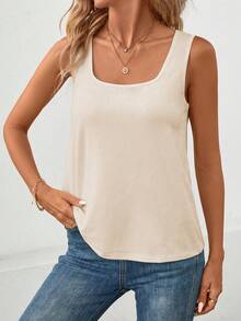 EMERY ROSE Women's Solid Color Casual Versatile Daily Wear Tank Top - Beige - View 4