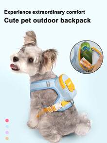 PETSIN 1pc Pet Dog Backpack With Towing Rope For Outdoor Walking, Portable Storage Chest Strap For Small And Medium-Sized Dog Backpacks, Breathable Chest Strap For Towing Dogs, Outdoor Portable Storage Rope - Multicolor - View 4