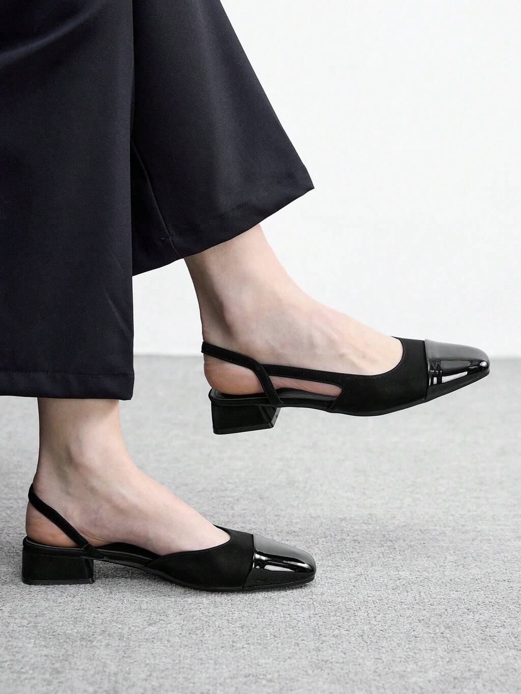 CUCCOO BIZCHIC Women's Pointed Toe Block Heel Colorblock Pumps, Spring/Summer