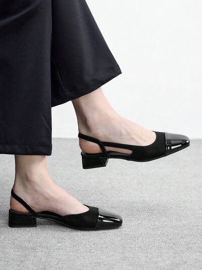 CUCCOO BIZCHIC Women's Pointed Toe Block Heel Colorblock Pumps, Spring/Summer