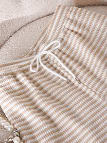 CosyJoli Plus Size Women Striped Drawstring Waist Casual Shorts Comfy Shorts Soft Shorts Cute Summer Shorts Lounge Shorts - Apricot - View 5
