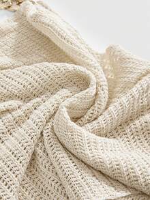 ROMWE Halter Neck Knit Top With Side Drawstring, Sexy Vacation Style - White - View 4