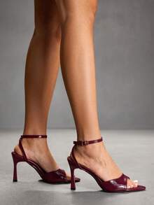 CUCCOO SZL Sandal Hak Tinggi Minimalis Wanita Warna Maroon yang Dapat Diatur, Untuk Pemakaian Sehari-hari Kasual, Sepatu Musim Semi, Liburan Musim Semi, Paskah, Pesta Prom, Natal, Hari Valentine - 7801 merah anggur - View 8