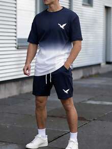 HIMLAND Conjunto de camisetas casuales y elegantes con estampado para hombres - Blanco y Negro - Ver 2