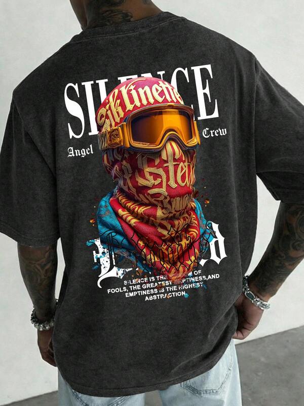 Manfinity EMRG 男士复古水洗棉街头肖像T恤