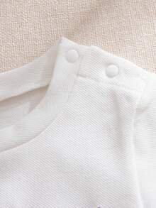 Souflis Souflis French Summer New Fashion White Round Neck Short Sleeve Dress With Delicate Plaid Decor, Suitable For Casual, Shopping, School And Other Occasions, Girls Dress White Dress For Babies Babies Clothes For Girls Baby Girl White Dress - White - View 7