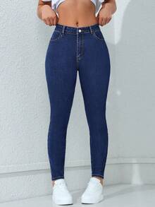 Flexra Plus Size Women Casual Vacation Stretch Slim Fit Black Jeans - Medium Wash - View 4