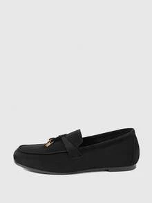 Sleekvia Women's Metal Decor Casual Versatile Flat Shoes - Black - View 7