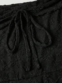 SHEIN MOD Đầm maxi đuôi cá ôm sát, thanh lịch, chất liệu vải dệt, trễ vai, thắt nơ phía trước dành cho nữ. - màu đen - Xem 4