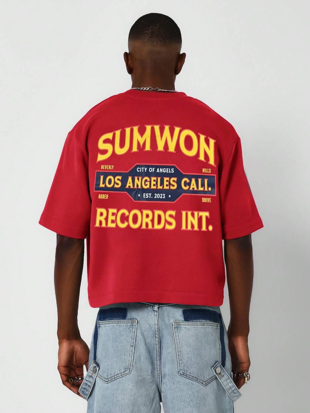 Crop Fit Short Sleeve Tee With Front And Back Graphic Print