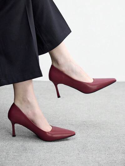 CUCCOO BIZCHIC Women Shoes Spring And Autumn New Small Square Toe Simple Commuter Style Comfortable Office Workers Women's High Heel Shoes Spring Shoes