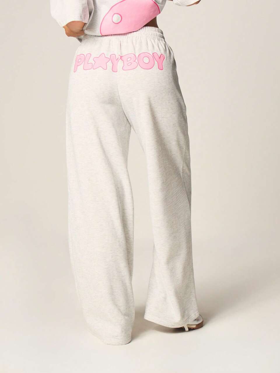 Missguided x Playboy Wide Leg Graphic Joggers With Drawstring Waist Pink Bunny Logo Print Relaxed Fit Casual Sweatpants Loungewear