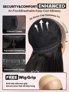ALL READY WIG Upgraded 13x6 Glueless Lace Frontal Wig Body Wave Pre-Cut Ear-To-Ear Lace Skin Melted Natural Black With Pre-Plucked Hairline Human Hair Wigs - SNatural - View 6