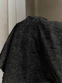 Anewsta 大尺碼女款立領抓皺蕾絲上衣，百搭長袖白色上衣 - 黑色 - 查看 7