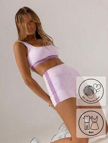 Aralina Ensemble de loisirs à pois contrastés, shorts d'été mignons et hauts d'été mignons. Tenue parfaite pour l'aéroport pour les femmes et le 4 juillet - Lilas - Voir 7