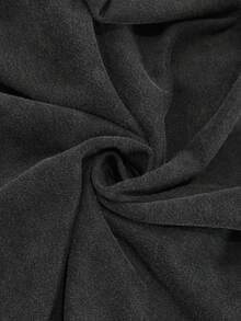 Elaquor 大码女式休闲斜肩日常穿着中袖T恤 - 黑色 - 查看 7