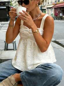 Pariaura 女士新款宽肩带心形领口收腰交叉露背露脐上衣，系带露背上衣，可爱白色上衣，蝴蝶结上衣，白色夏季上衣，白色娃娃衫上衣，蕾丝上衣，适合夏季、夏季假期、春季、春季女士、海滩、生日、外出、优雅、度假、休闲、Y2K风格、毕业季服装、时尚休闲通勤装 - 杏色 - 查看 2