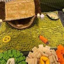 Soft Coral Fleece Pet Carpet/Mat - Highly Absorbent, Suitable For Rabbit Cages, Provides Comfortable Sleeping Environment For Small Animals - Multicolor - View 6
